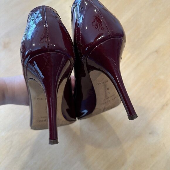 Kate Spade Womens Burgundy Patent Leather Peep Toe Stiletto Heels Pumps Sz 8 - Picture 6 of 8